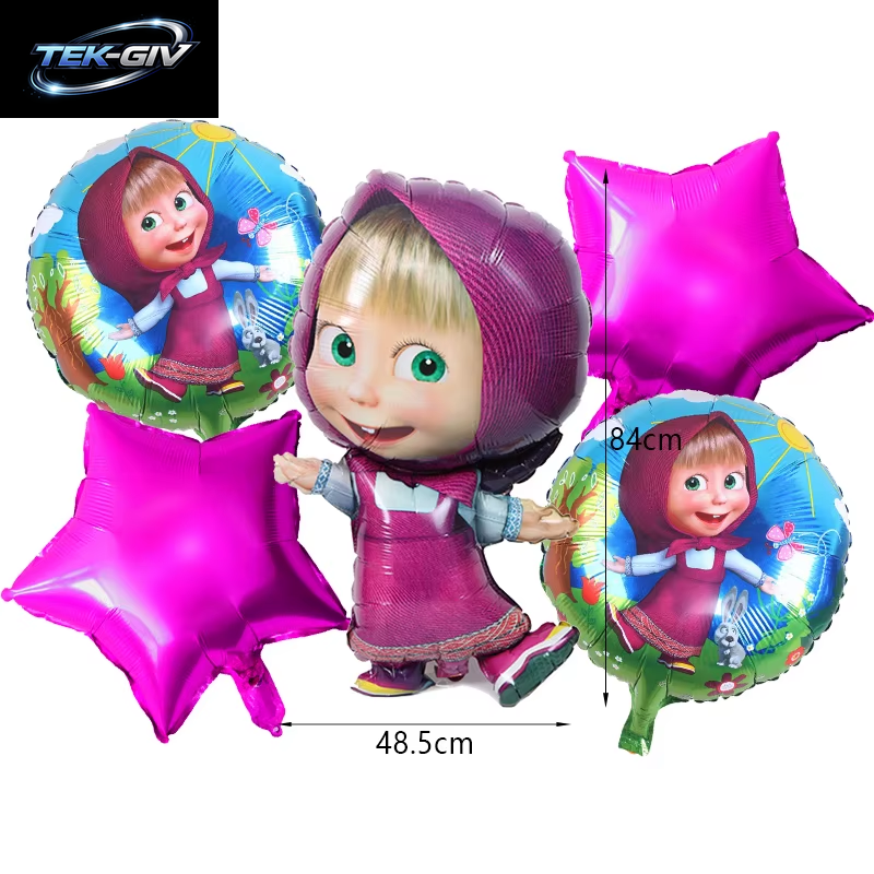 Mascha Und Der Bär Geburtstagsparty Deko-Set: Neue Ballons & Einweggeschirr Für Kinder-Events, Hintergrund & Banner