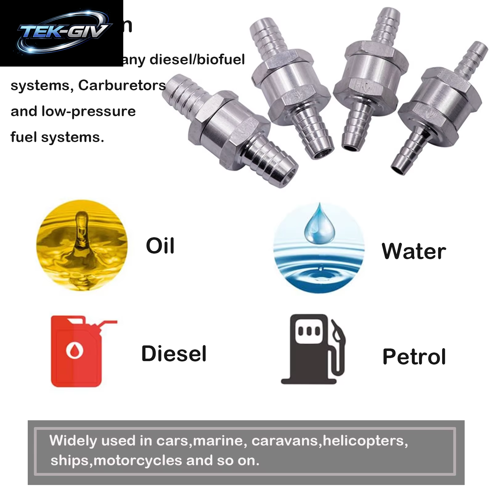 Universelles Rückschlagventil Aus Aluminiumlegierung, 6 Mm, 8 Mm, 10 Mm, Für Peugeot, Renault, Marine, Motorrad, Benzin, Diesel