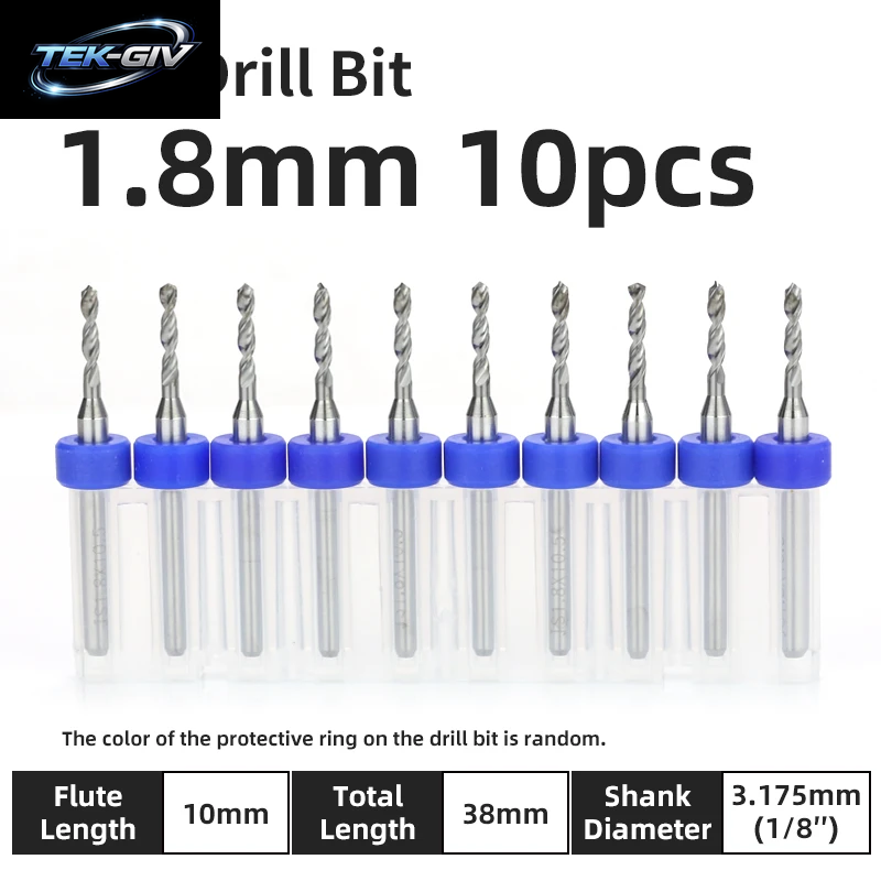 TOOLEYE 10-Teiliges Pcb-Bohrer-Set, Mikrobohrer, Leiterplatte, 1/8 Zoll Schaft, Mini-Cnc-Bohrer, 0,1–3,175 Mm Bohrwerkzeuge