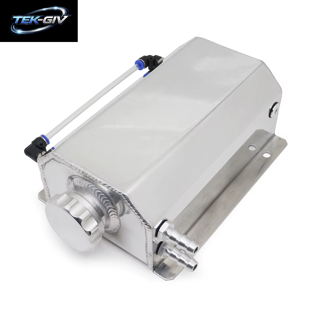 Universeller Motorkühlmittel-Überlaufbehälter Aus Aluminiumlegierung, 1000 Ml/2000 Ml, Quadratischer Überlaufbehälter, 1 L/2 L, Mit Ablaufstopfen
