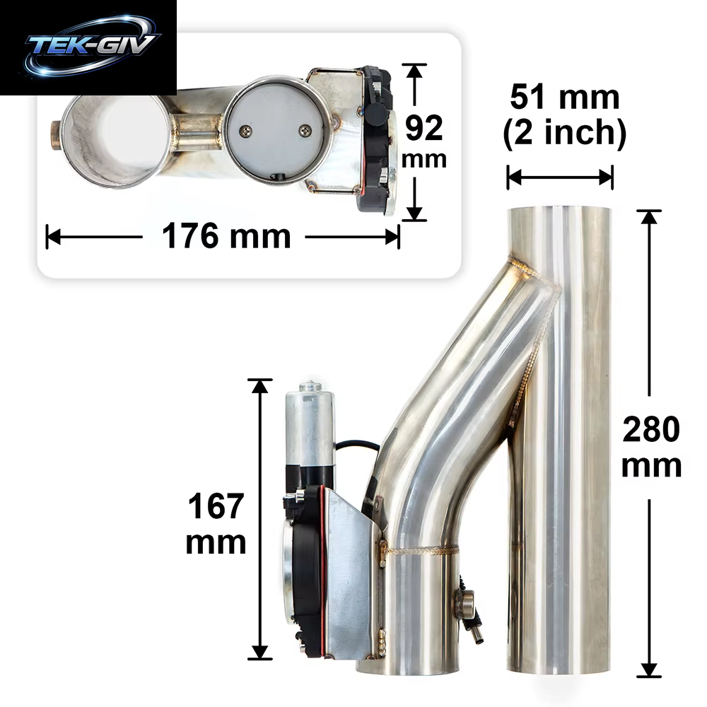 2 2,25 2,5 2,75 3 Zoll SS304 Heade Y-Rohrausschnitt Elektrischer Auspuffausschnitt Catback down Pipe Auspuff-Bypassventil-Fernbedienungstaste