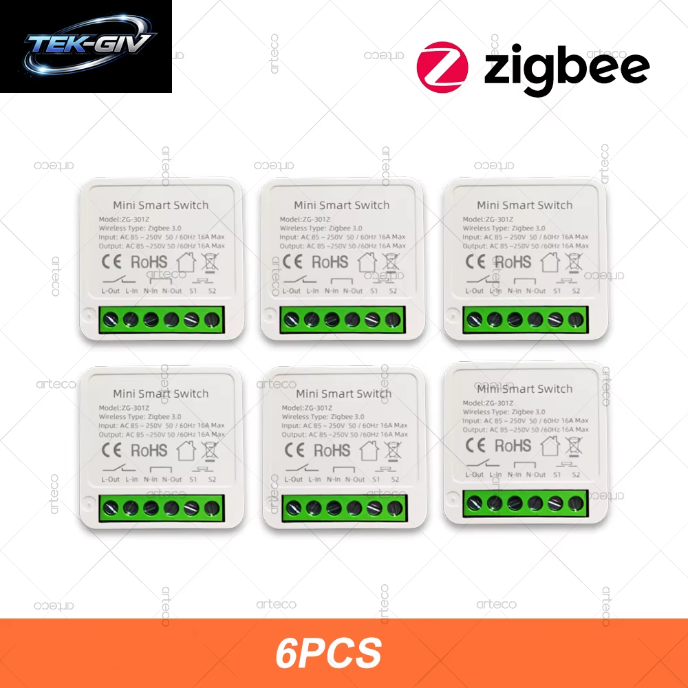 Zigbee 3.0 Smart Mini DIY Switch Automatisierungsmodul 16A Relaisunterstützung 2-Wege-Steuerung App Fernbedienung Zigbee Gateway Erforderlich