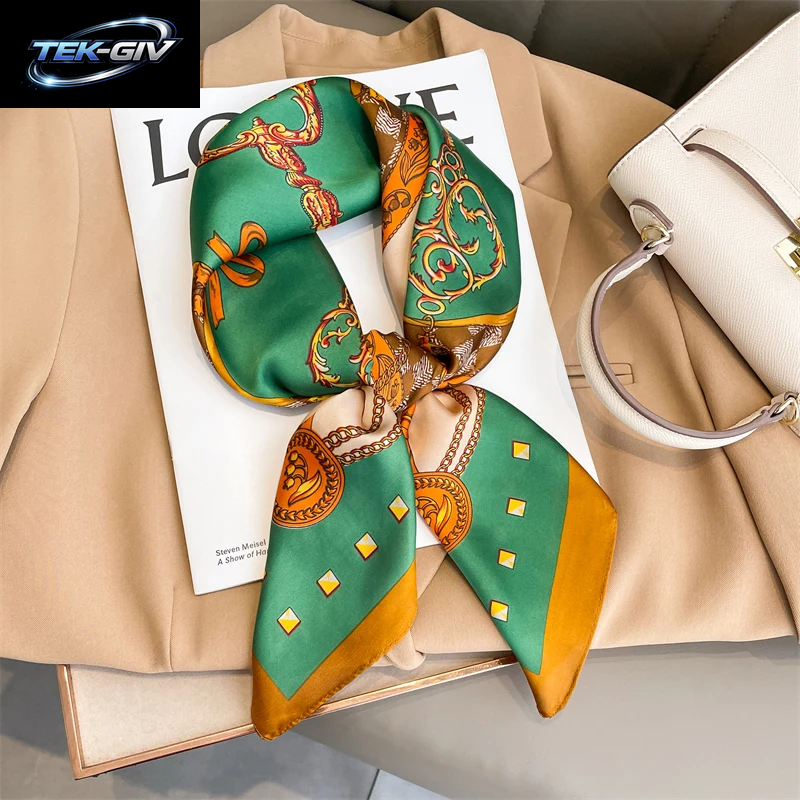 60 Farben Luxus-Schal Für Damen 70*70Cm Seidengefühl Quadratisches Haartuch Foulard Satin-Schal Großformatiges Kopftuch Hijab Taschentuch