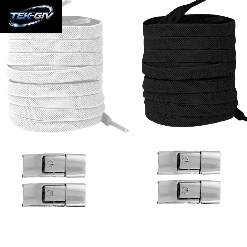 Neu Ohne Krawatten, Elastische Schnürsenkel, Keine Krawatte, Schnürsenkel, Press-Lock-Schnürsenkel, Sneaker, Kinder Und Erwachsene, 8 Mm, Verbreiterte Flache Schnürsenkel Für Schuhe