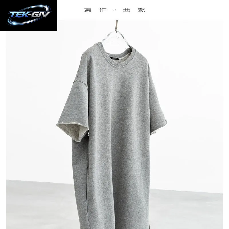 T-Shirt-Kleid~Damenbekleidung in Übergröße, Lockeres Sweatshirt-Kleid Aus Baumwolle Und Leinen, Neuer Frühlings- Und Sommerstil