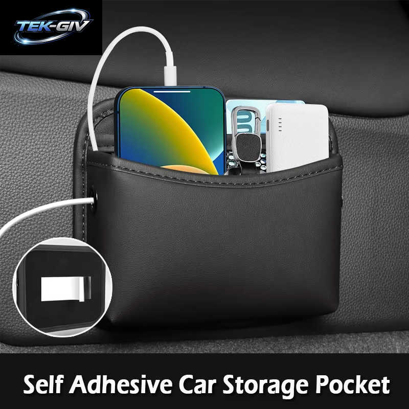 Selbst Klebende Auto Aufbewahrung Tasche Klebrige Organizer Tasche Sitz Rückseite Seitentür Verstauen Aufräumen Kit Für Telefon Geldbörse Karte