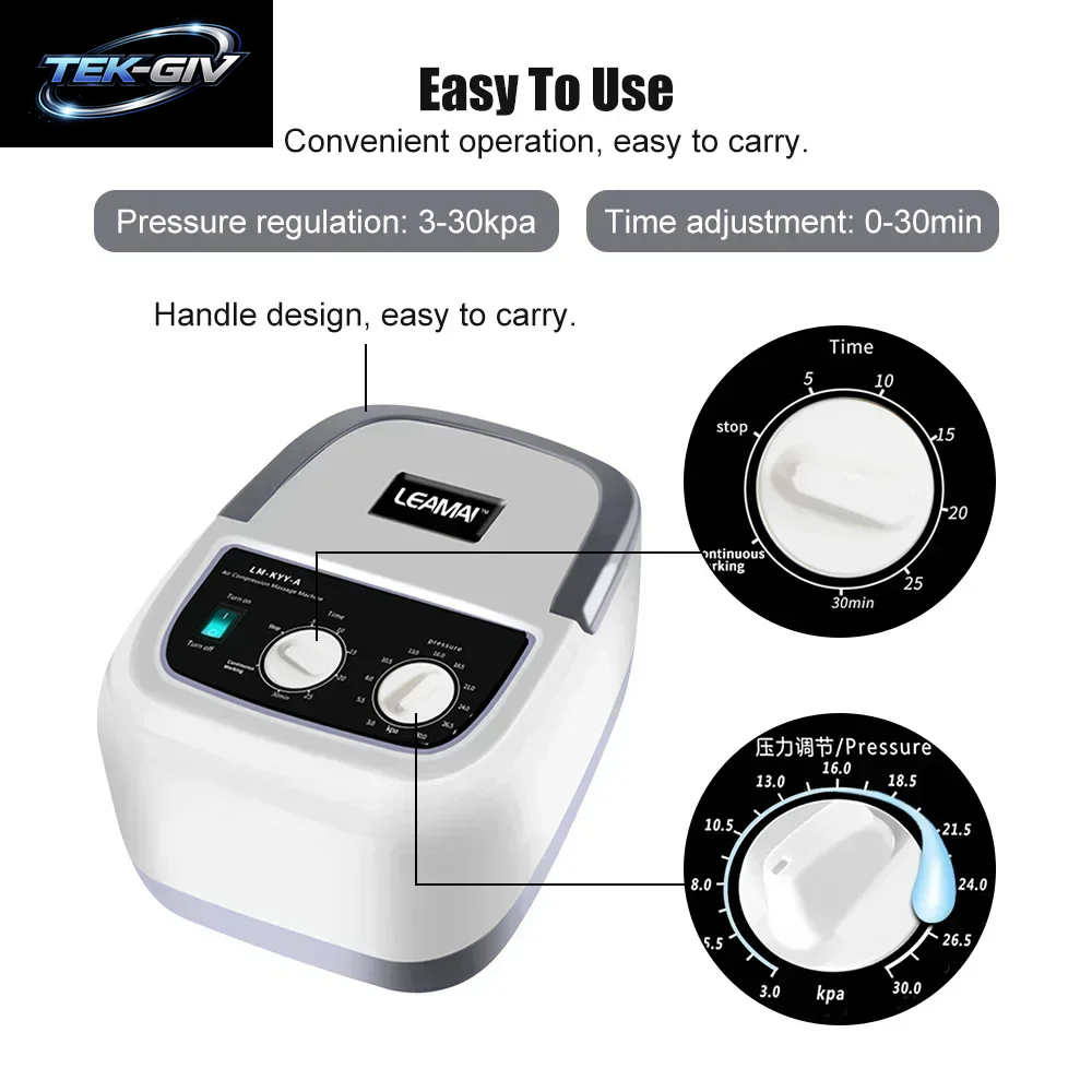 Elektrisches 6-Kammer-Luftkompressions-Beinmassagegerät, Körpermassagegerät Für Wade, Taille, Rücken, Fuß, Lymphdrainage & Muskeln