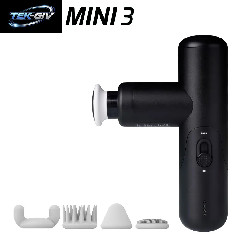 Kica Mini 3 Massagepistole, 3000 U/Min Stufenlose Geschwindigkeit, 7 Kgf Schlagkraft, 4 Köpfe, 255 G Leichtes Sport-Muskelmassagegerät
