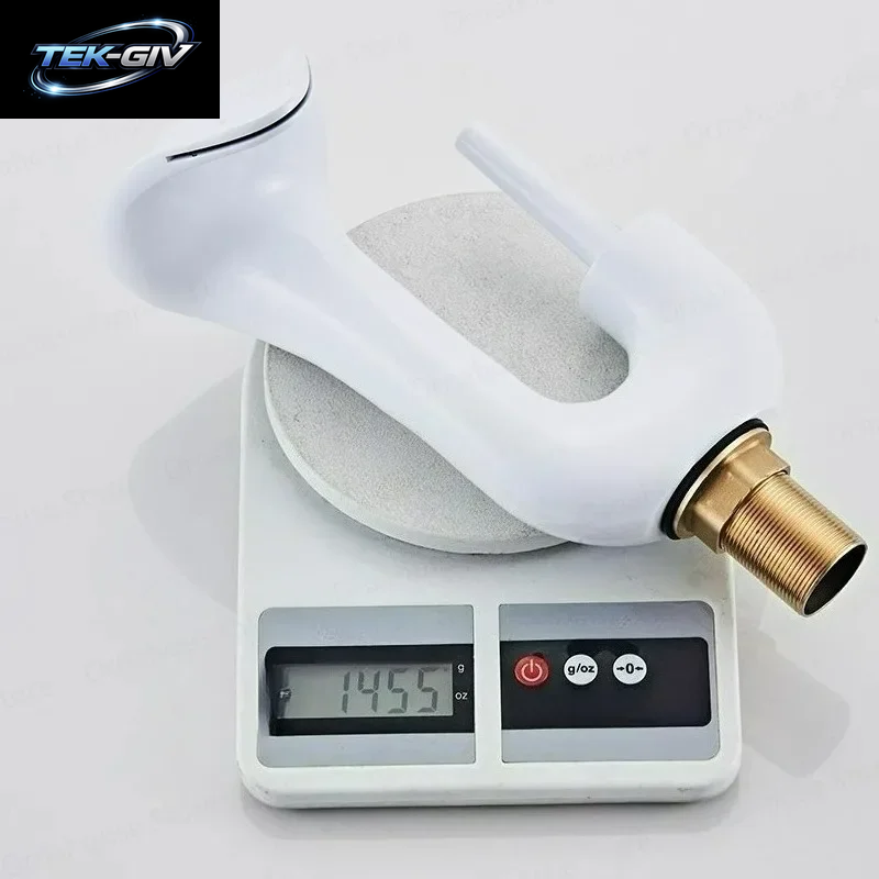 Weißer Cobra-Design Badezimmer-Waschtischhahn – Wasserfall-Mischbatterie Mit Kalt- Und Warmwasser-Keramikventil, Wassersparend, Weiß