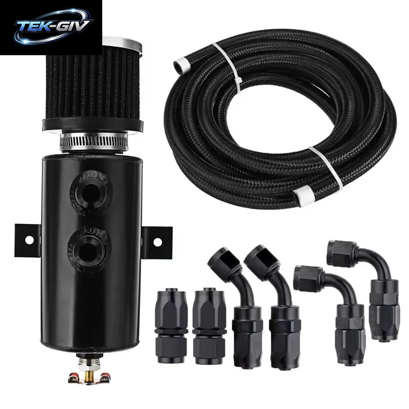 Universelle 0,75 L Aluminium Verblüfft Motoröl Fangdose Reservoir Tank Set Entlüftung Filter Abfluss 3M An10 Kraftstoffs Ch Lauch Anschlüsse