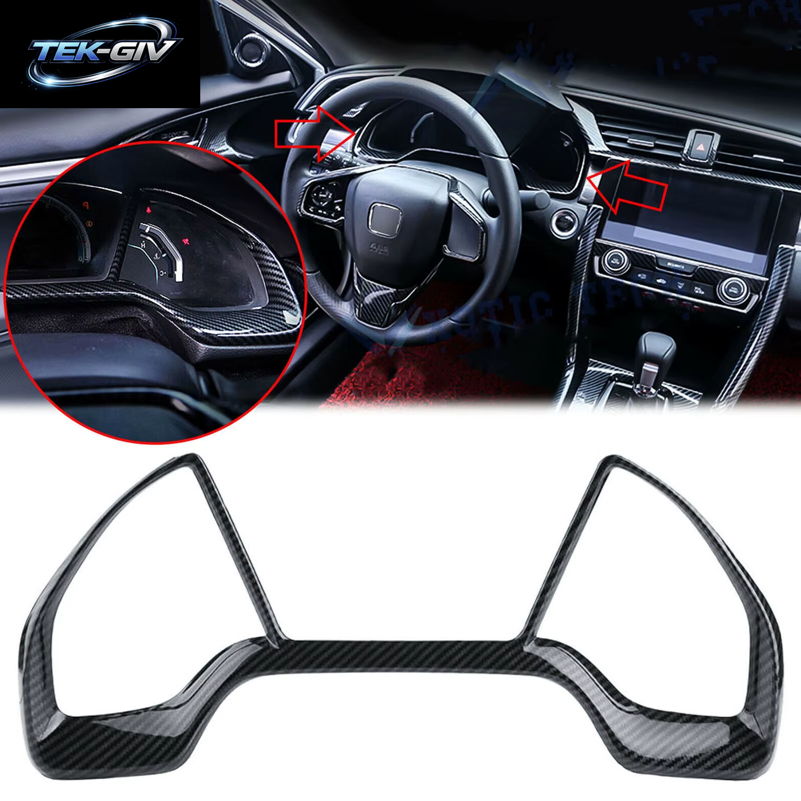 2PCS Carbon Fiber Innen Getriebe Shift Box Streifen Abdeckung Trim Für Honda Civic 2016-2020 Center Konsole Dashboard Dekorative Rahmen