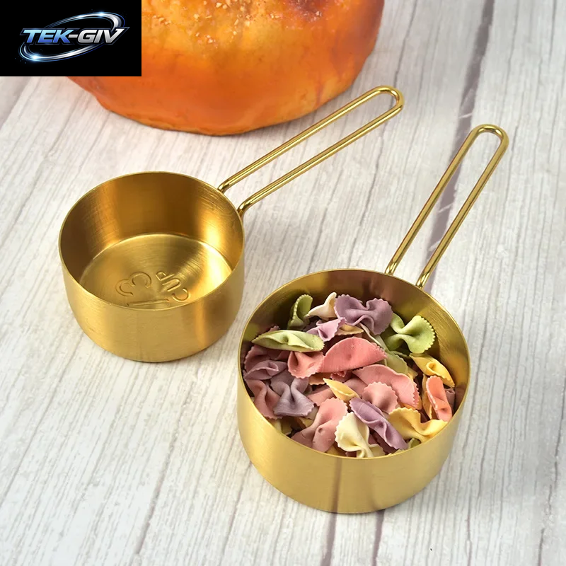 Goldfarbenes Messbecher- Und Löffel-Set Aus Edelstahl, Stapelbar, Premium-Küchenutensilien Für Kaffee, Backen, Mehl, Wohnaccessoires