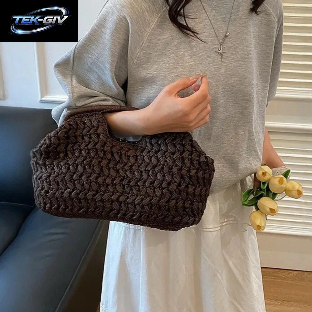 Neue Sommer-Strandtasche Für Damen Clutch-Tasche Luxus-Designer Strohtaschen Tragetasche Mode Geflochtene Rattantaschen Damen-Reisetasche