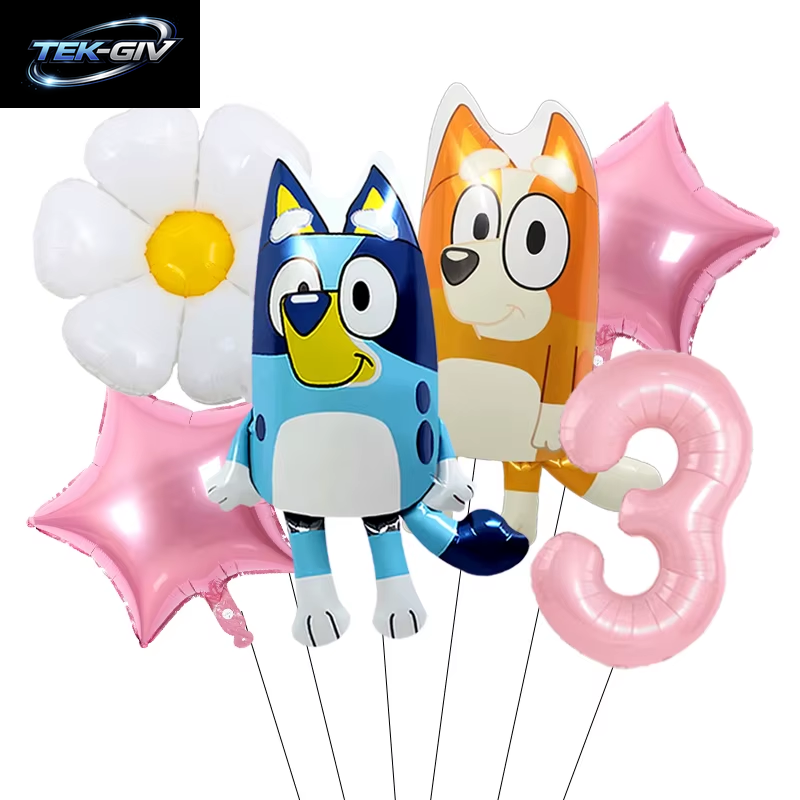 Anime Bluey Bingo Themen-Folienballons Set Latexballons Kindergeburtstag Party Dekoration Babyparty Zahlenballon Globos