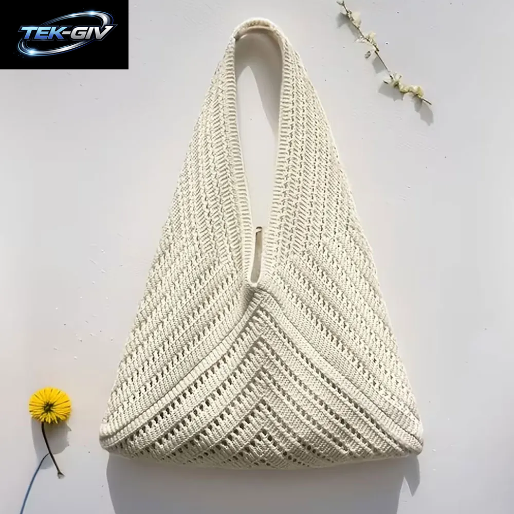 Gestrickte Damentaschen, Gestrickte Tragetaschen, Gestrickte Handtaschen, Strandtaschen, Sommerliche Retro-Urlaubsstil-Taschen Für Damen