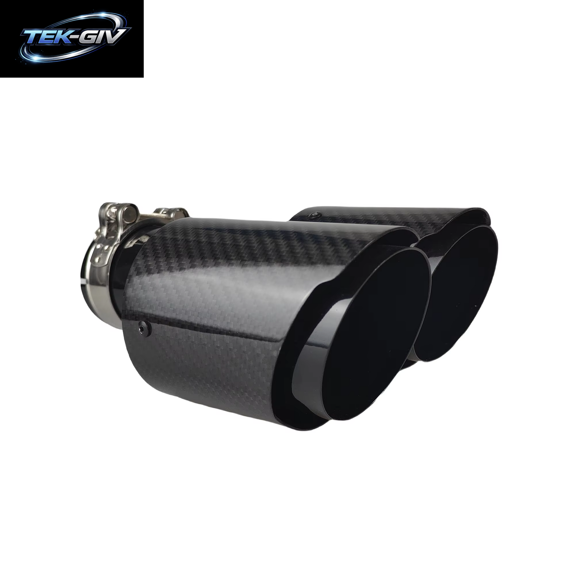 1 Stück Universal Auto Kohlefaser Schwanz Throat Länge Schwarz Y-Förmig Double Out Twill Glänzend Auspuff Schalldämpfer Spitze