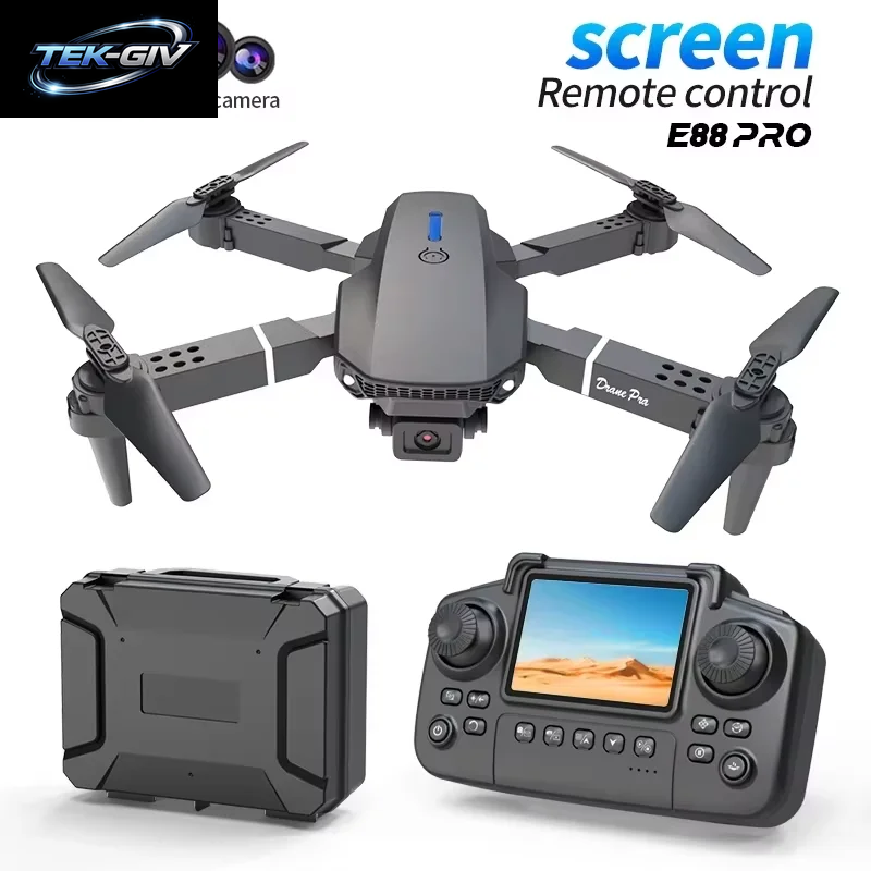Neue Verbesserte E88 Drohne Mit Fernbedienung Mit Bildschirm, Dual-Kamera, Optische Flusslokalisierung, 2,4G RC Quadcopter, Ein-Knopf-Start Drohne