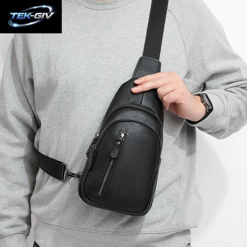 100% Echtes Leder Männer Brust Tasche Männlichen Schulter Tasche Messenger Tasche Lässige Umhängetasche Mode Männer Reinheit Handtasche