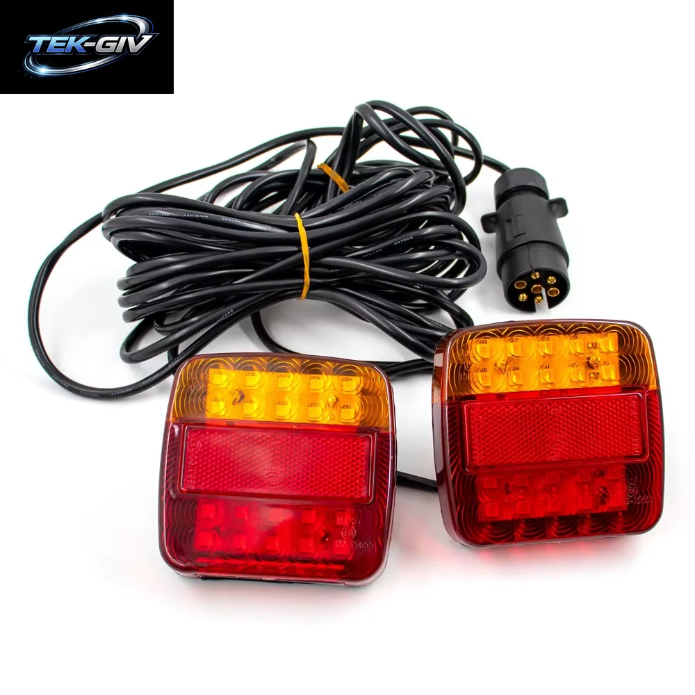 1Set 12V Hinten Abschleppen Anhänger Rücklicht LED 10M Kabel 7Pin Universal Brems Stop Wasserdichte Lizenz Nummer Platte Blinker Lampe