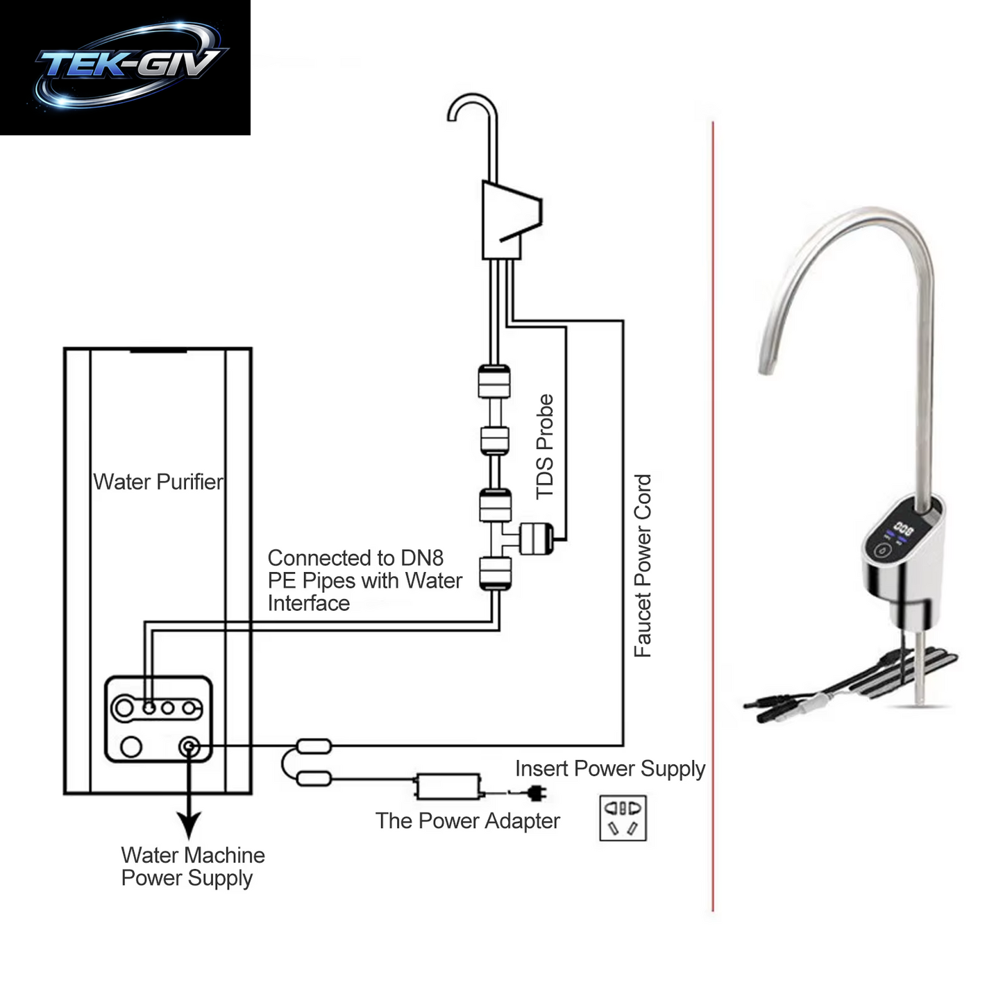 Touchscreen Wasserhahn Tds Wert Digital Anzeige Wasserhahn Waschbecken Wasserhahn Dn10 24V Für Die Küche Zu Hause