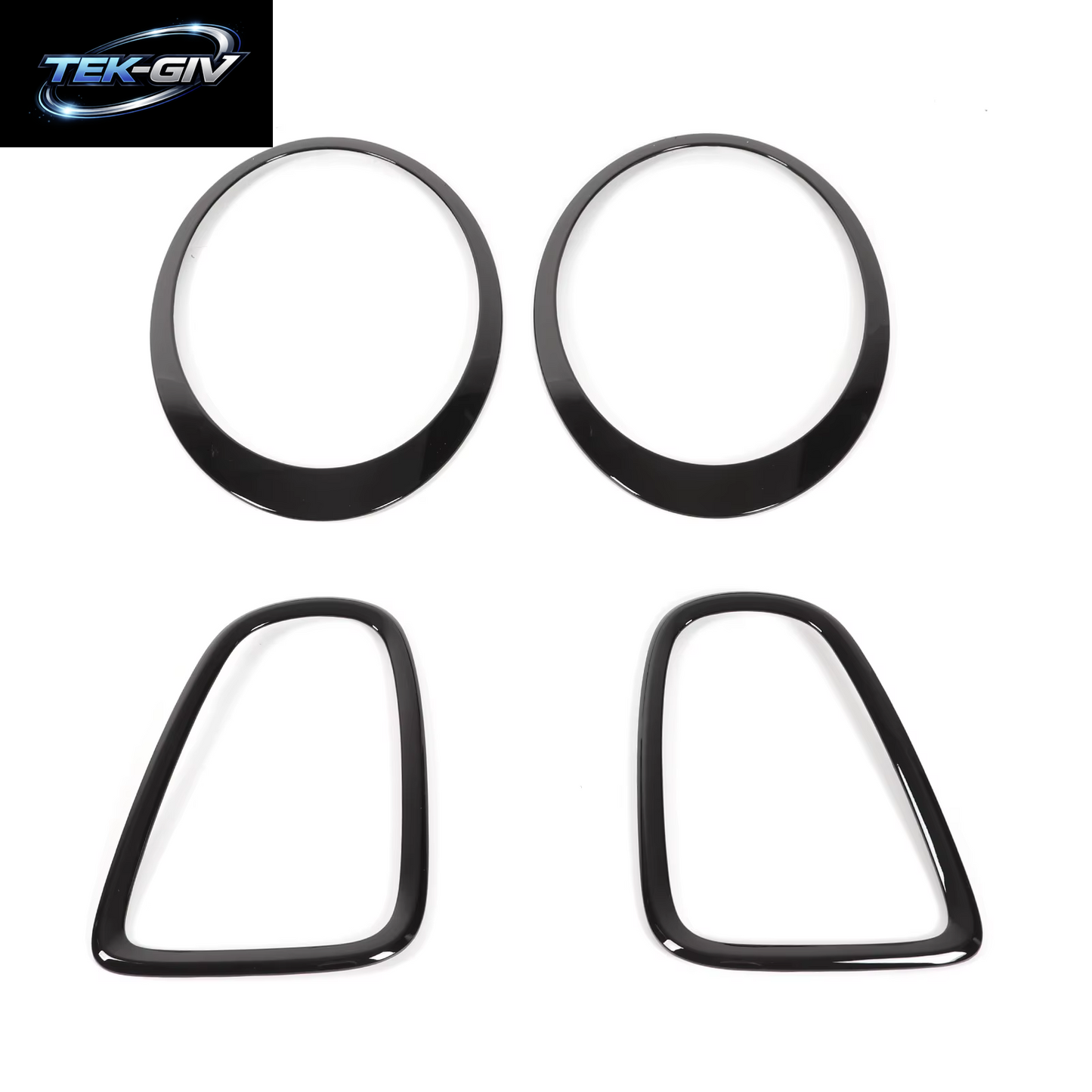 4Pcs Gloss Black Headlight & Taillight Surround Cover Trims for Mini R56 R57 R58 R59 Cooper S & JCW 2007-2015