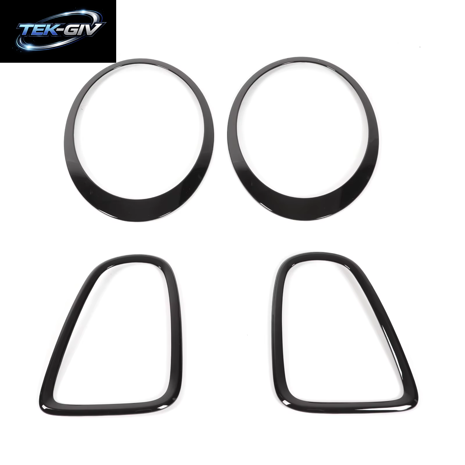 4Pcs Gloss Black Headlight & Taillight Surround Cover Trims for Mini R56 R57 R58 R59 Cooper S & JCW 2007-2015