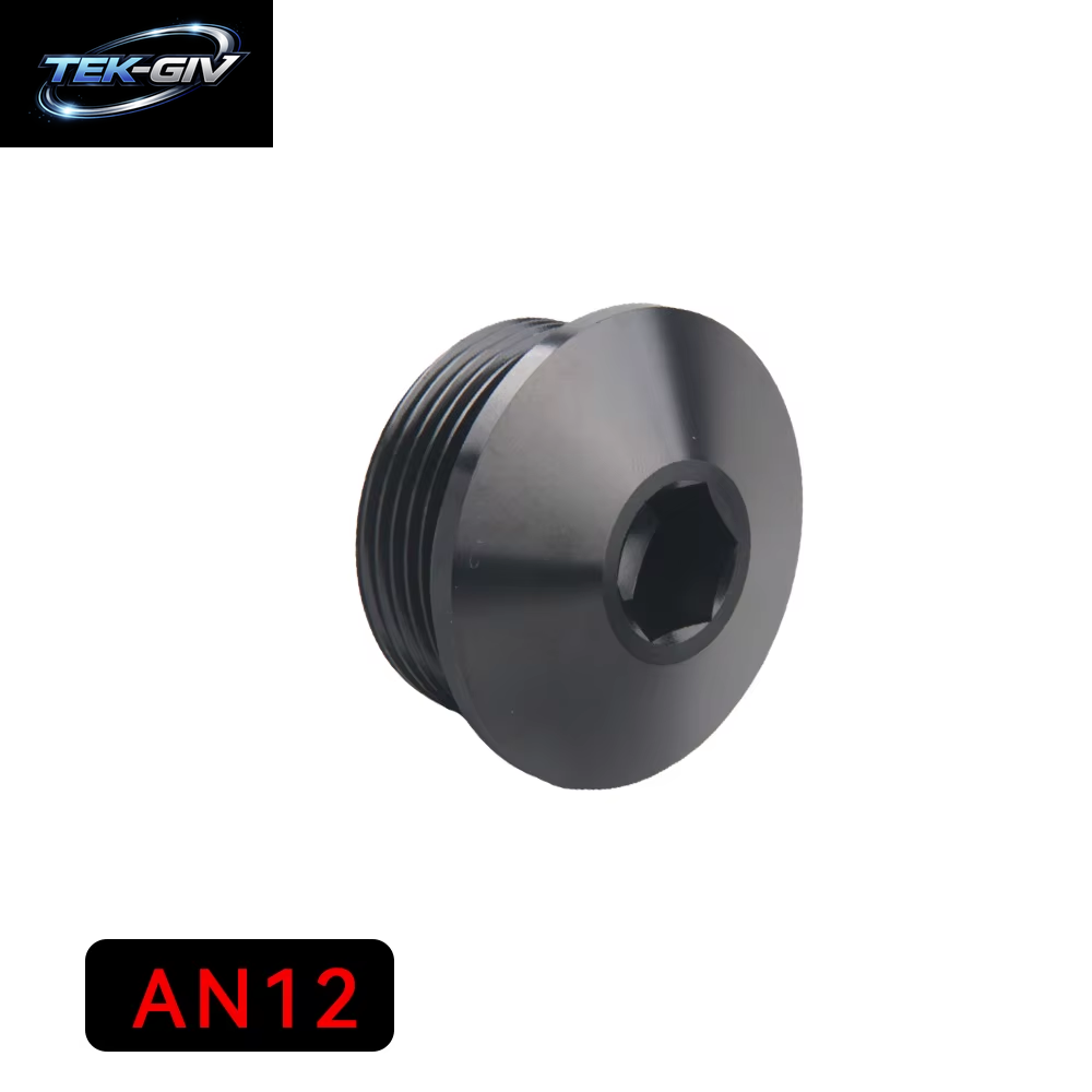 Aluminium AN3 AN4 AN6 AN8 AN10 AN12 AN16 AN20 ORB Sockel Sechskant O-Ring Boss Stecker SCHWARZ