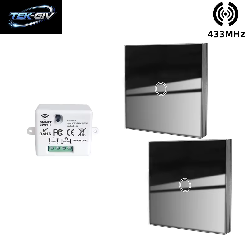 433 Mhz Intelligenter Lichtschalter Rf Wireless Touch Wandschalter Mit Fernbedienung Gehärtetes Glas Panel Schalter Für Zuhause LED LAMPE 220 V