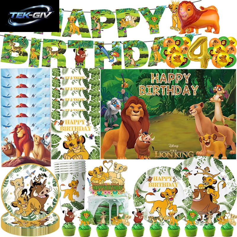 Disney Der König Der Löwen Geburtstag Party Dekoration Neue Teller Tassen Servietten Tischdecke König Löwe Geburtstag Ballon Party Favor Ballon