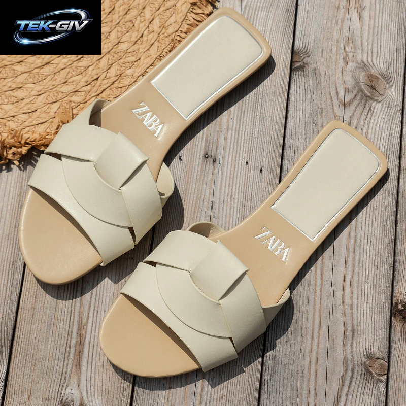 2026 Neue Modische Luxus-Designer-Damensandalen Gewebte Bequeme Damen-Sandalen Lässige Sommer-Flachsandalen Für Damen in Übergrößen