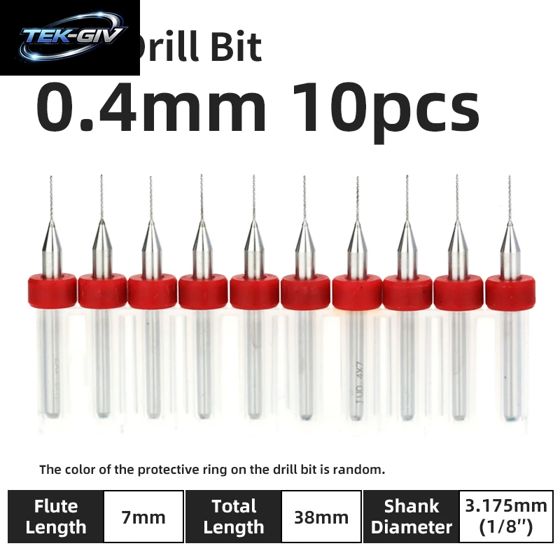 TOOLEYE 10-Teiliges Pcb-Bohrer-Set, Mikrobohrer, Leiterplatte, 1/8 Zoll Schaft, Mini-Cnc-Bohrer, 0,1–3,175 Mm Bohrwerkzeuge