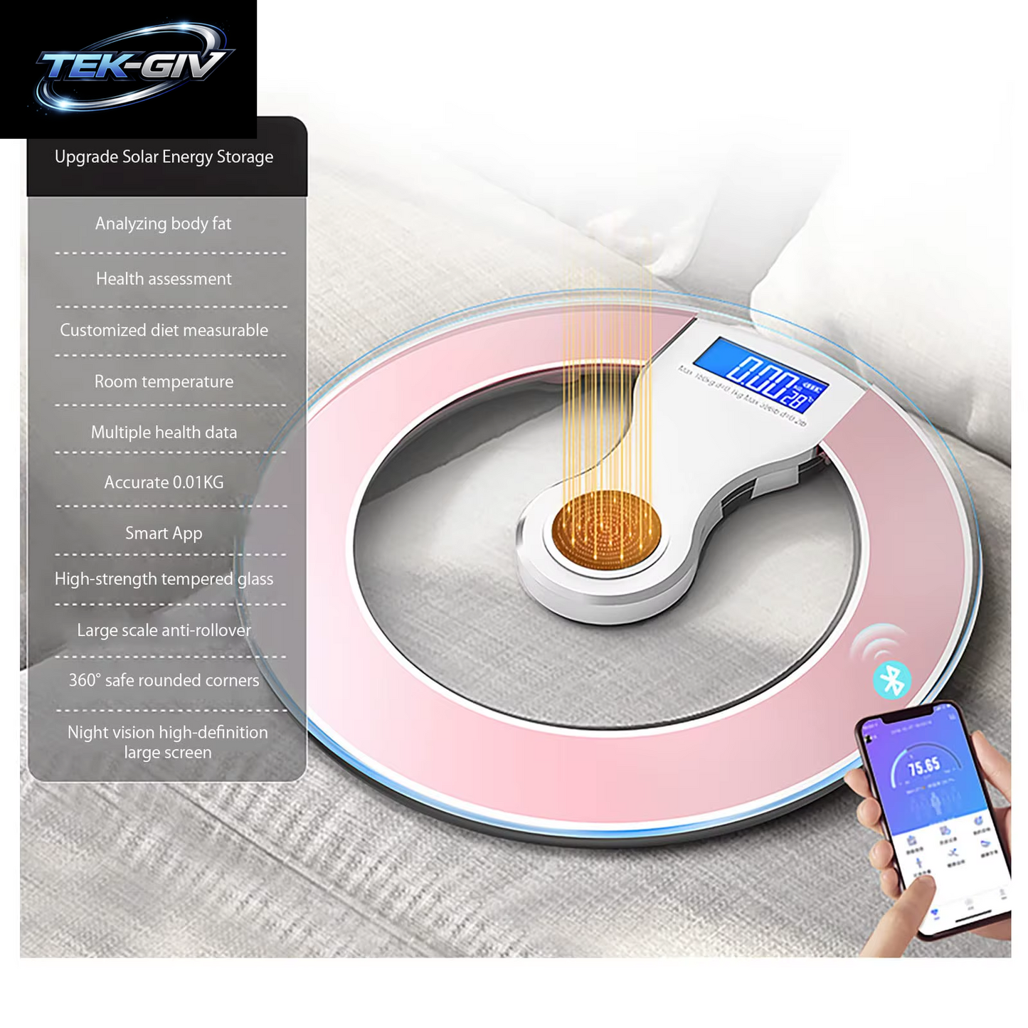 Intelligente Waage Bluetooth Lcd-Anzeige Leichte Energie Automatische Aufladung Wiederauf Ladbare Haus Gewicht Messen Fett Kalorien Waage