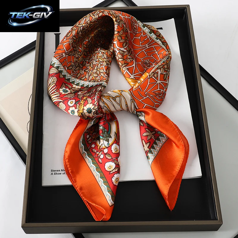 60 Farben Luxus-Schal Für Damen 70*70Cm Seidengefühl Quadratisches Haartuch Foulard Satin-Schal Großformatiges Kopftuch Hijab Taschentuch