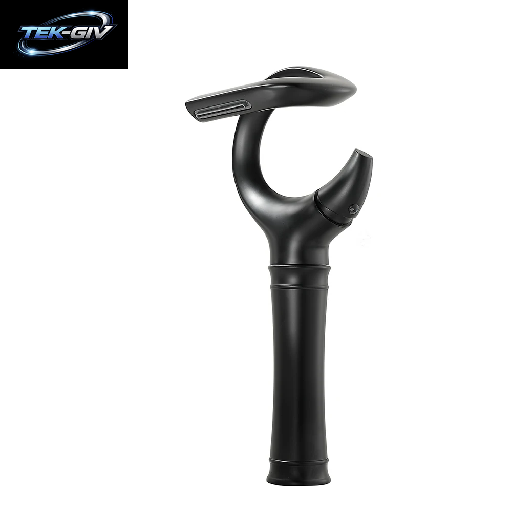 Neues Design Becken Wasserhahn Messing Bad Waschbecken Wasserfall Heiß-Und Kaltwasser Mischer Wasserhahn Einhand Kran Chrom Schwarz Mischbatterie