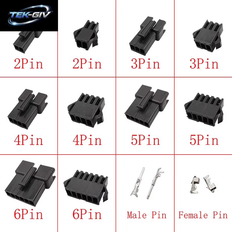Schwarz JST SM 2,54Mm Pitch Stecker 2/3/4/5/6/7/8 Pin Männlich Weiblich Stecker Gehäuse Draht Anschlüsse Kunststoff Shell Crimp Pin Terminal