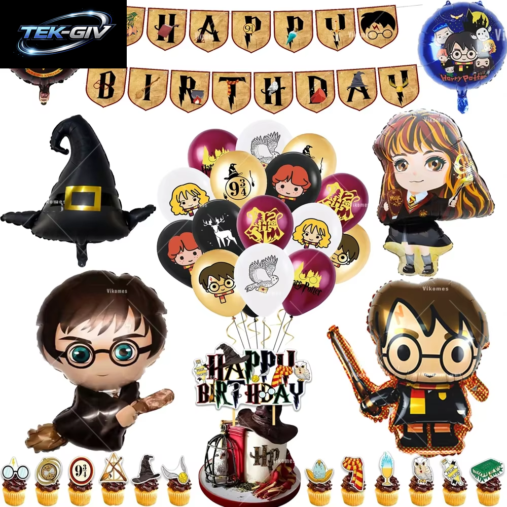 Harry Potter Ballon Hogwarts Hintergrund Eule Schule Happy Birthday Banner Party Dekoration Tortendekoration Einweg-Tischgeschirr