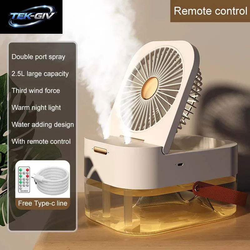 Mini USB Lade Tragbare Luftkühler Tragbare Desktop Wiederaufladbare Beschlagen Fan Dual Spray Befeuchtung Fan Luftbefeuchter Fan