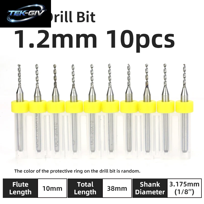TOOLEYE 10-Teiliges Pcb-Bohrer-Set, Mikrobohrer, Leiterplatte, 1/8 Zoll Schaft, Mini-Cnc-Bohrer, 0,1–3,175 Mm Bohrwerkzeuge