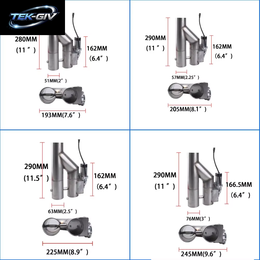 Universal 2 " 2,25'' 2,5'' 3" Doppelventil Elektrische Auspuff Cut Out Ventil Auspuffrohr Schalldämpfer Kit