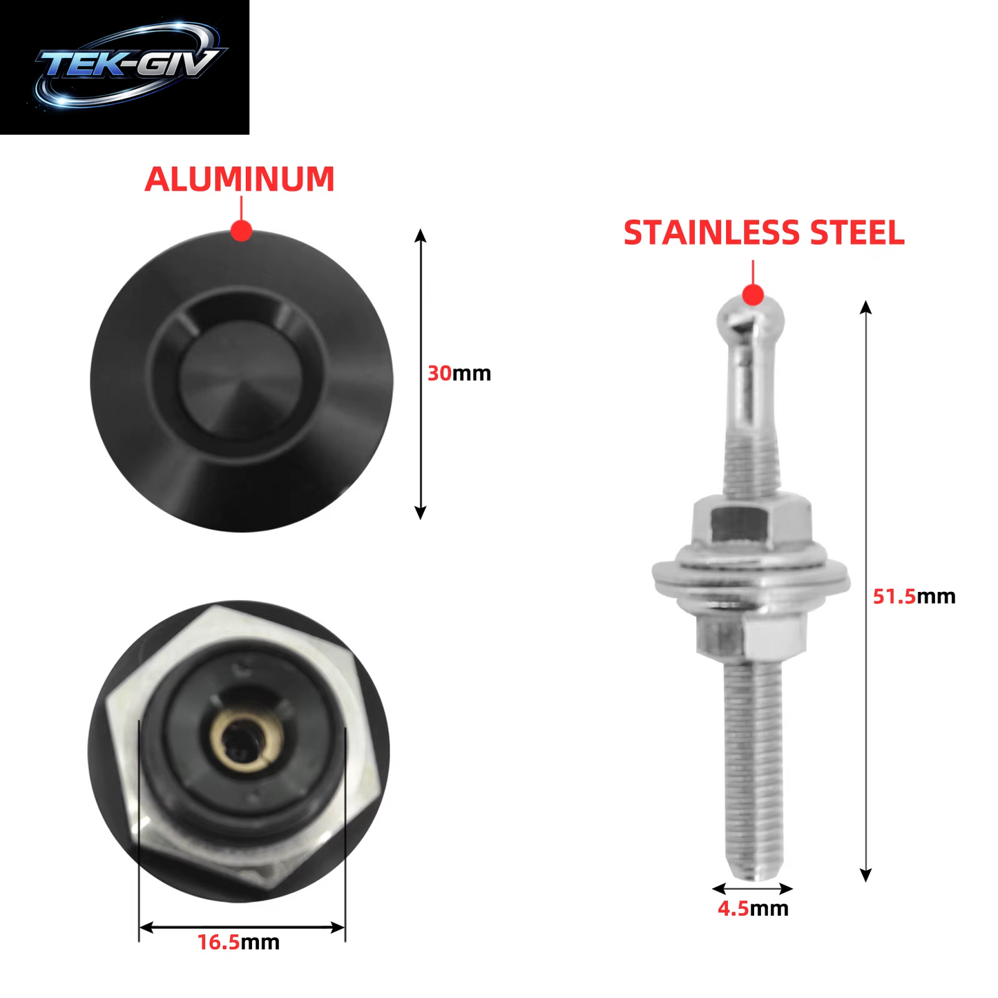 Universal Auto Quick Release Latch Stoßstange 30Mm Push Button Billet Hood Pins Lock Kennzeichen Clip Kit Motorhauben Aluminium