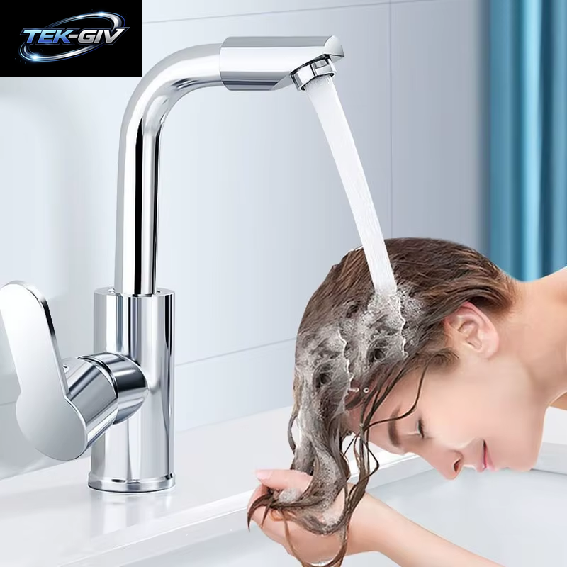 360 ° Rotierender Waschbecken-Wasserhahn Für Küche Und Bad, Warm- Und Kaltwasserhahn Mit Doppeltem Verwendungszweck, Spritzwassergeschützt