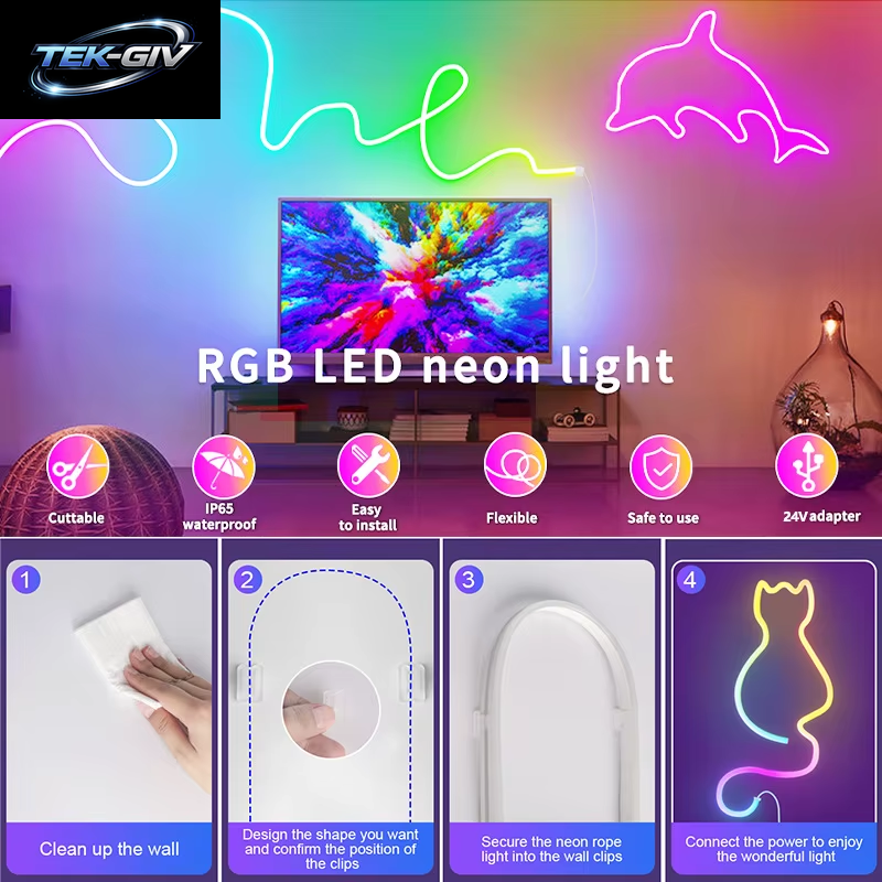 DC24V Silikon RGB Neon Led-Lichtstreifen Für Kinderzimmerbeleuchtung Bluetooth App-Steuerung 5M 10M 15M 20M 30 Meter Neon-Seilband