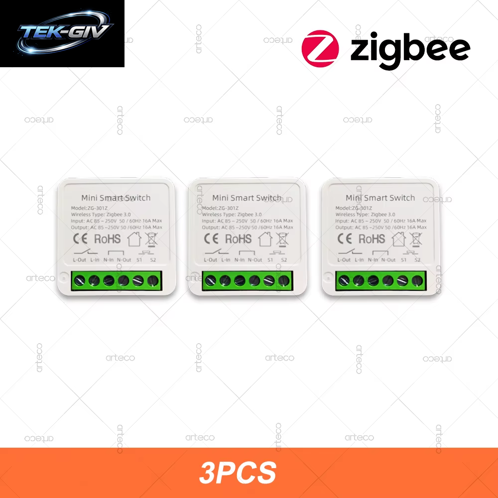 Zigbee 3.0 Smart Mini DIY Switch Automatisierungsmodul 16A Relaisunterstützung 2-Wege-Steuerung App Fernbedienung Zigbee Gateway Erforderlich