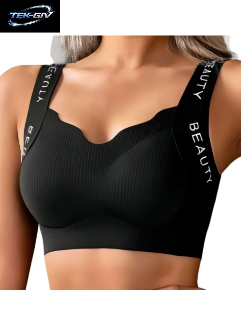 Gerippte Push-Up-Bhs, Kabelloser BH, Nahtlose Damenunterwäsche, Übergröße, Wellenausschnitt, Breiter Träger, Sexy Dessous, M-3XL