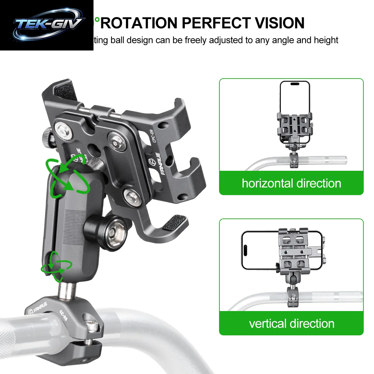 FANAUE Motorrad Fahrrad Handyhalter Halterung Aluminiumlegierung Mit Vibrationsdämpfer ATV/UTV Fahrrad Roller Lenker GPS Clip