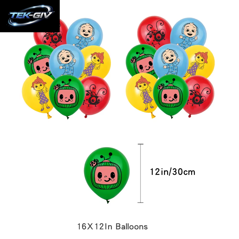 Cocomelon Ballon JJ Melone Wassermelone Spielzeug Alles Gute Zum Geburtstag Banner Party Dekoration Hintergrund Kuchen Topper JOJO Einweggeschirr