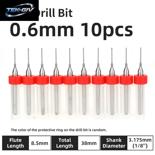 TOOLEYE 10-Teiliges Pcb-Bohrer-Set, Mikrobohrer, Leiterplatte, 1/8 Zoll Schaft, Mini-Cnc-Bohrer, 0,1–3,175 Mm Bohrwerkzeuge