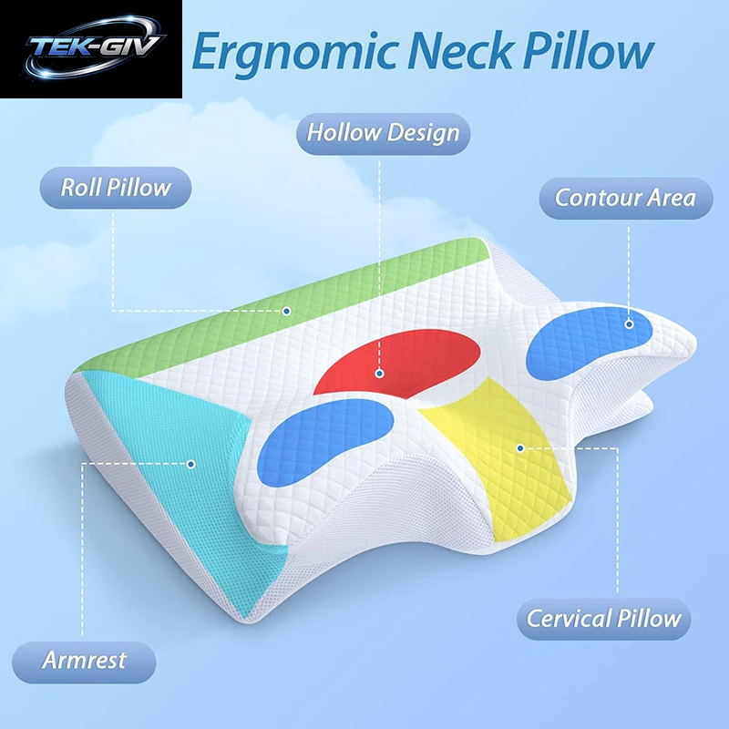 1 Stück Memory-Schaum-Halskissen, 2-In-1 Orthopädisches Kissen Mit Ergonomischer Kontur Für Nackenschmerzen, Konturierte Stützkissen, Nackenkissen