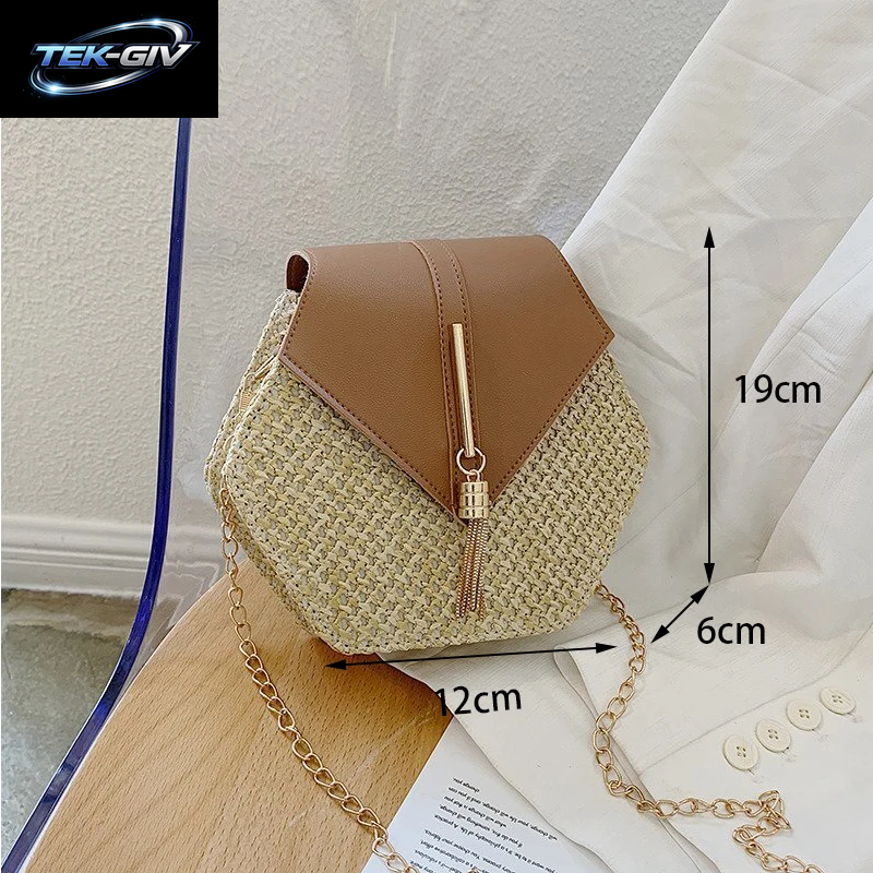 Yogodlns Sommer Stroh Tasche Für Frauen Mode Halbkreis Umhängetaschen Rattan Handgemachte Messenger Handtasche Reise Strand Taschen Tote
