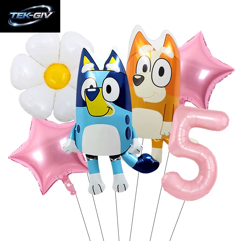 Anime Bluey Bingo Themen-Folienballons Set Latexballons Kindergeburtstag Party Dekoration Babyparty Zahlenballon Globos